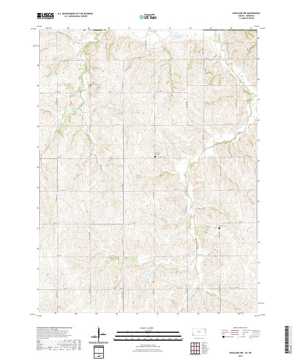 US Topo 7.5-minute map for Highland NW KSNE – American Map Store