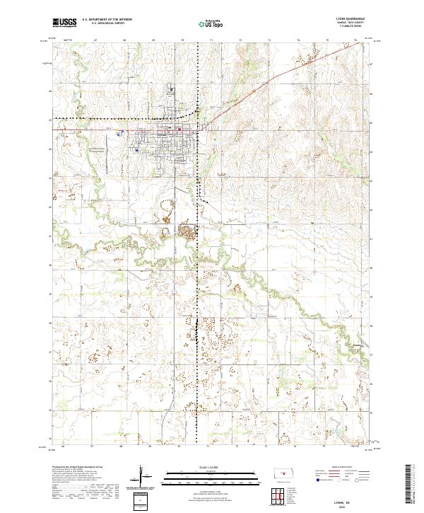 US Topo 7.5-minute map for Lyons KS
