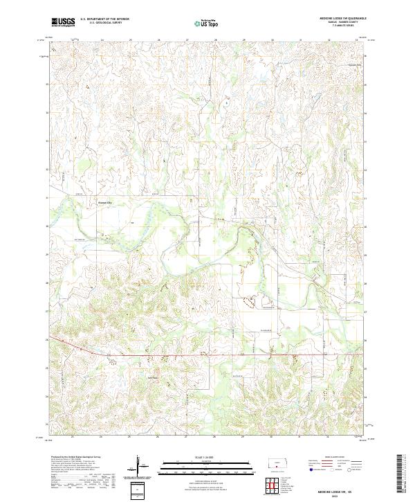 US Topo 7.5-minute map for Medicine Lodge SW KS
