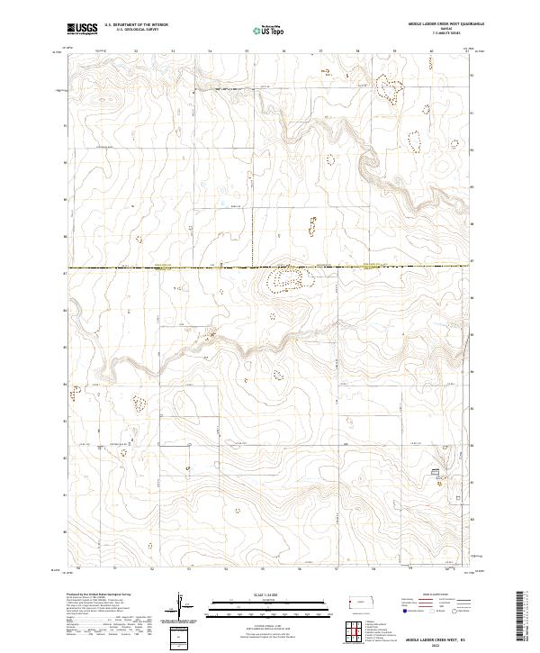 US Topo 7.5-minute map for Middle Ladder Creek West KS – American Map Store