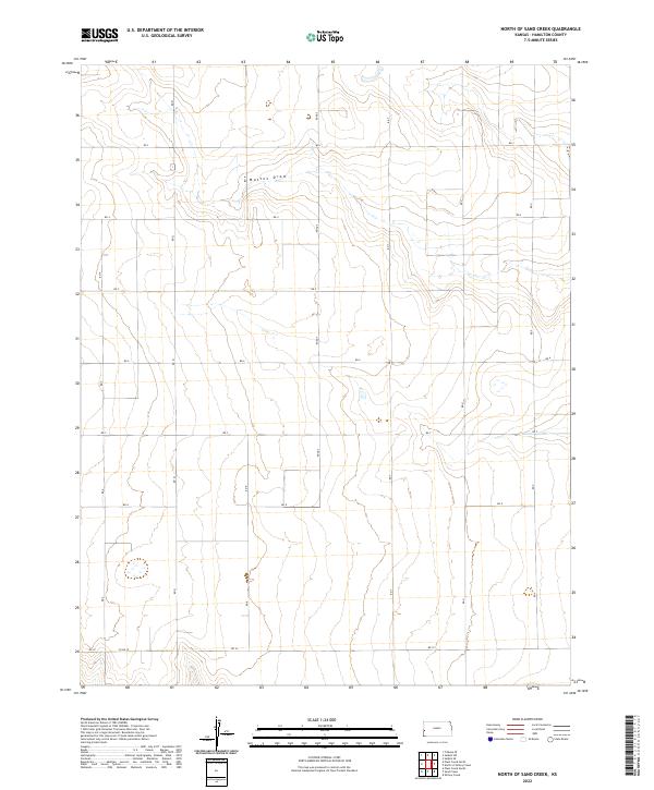 US Topo 7.5-minute map for North of Sand Creek KS