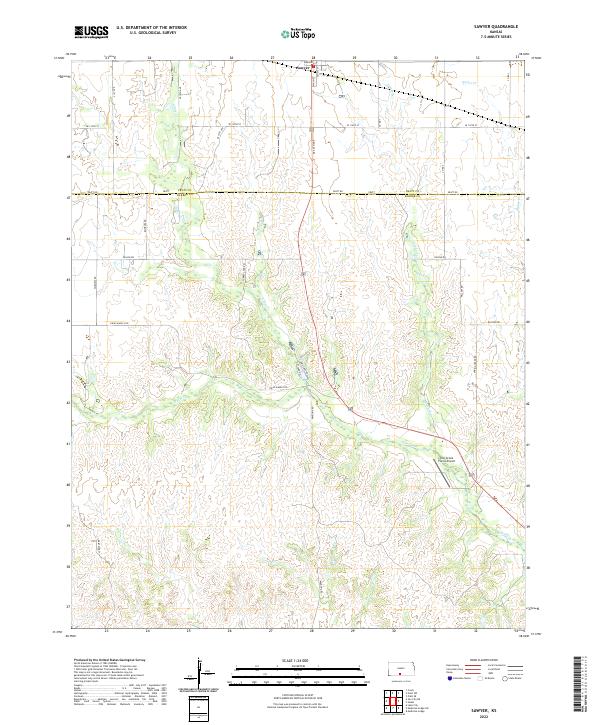 US Topo 7.5-minute map for Sawyer KS