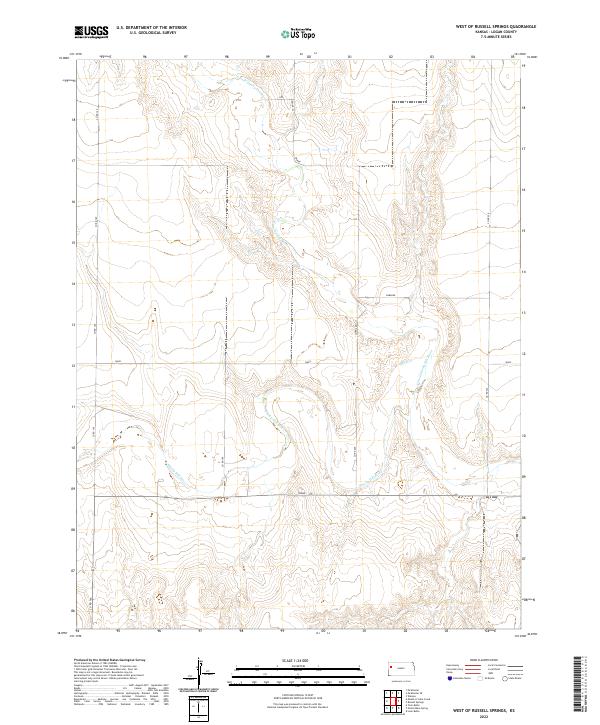 US Topo 7.5-minute map for West of Russell Springs KS – American Map Store