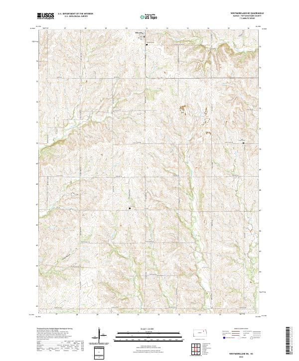 US Topo 7.5-minute map for Westmoreland NE KS