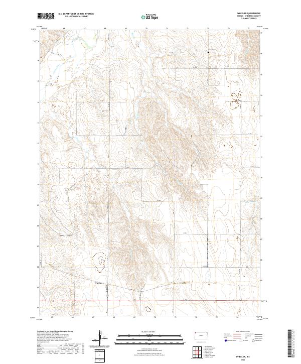 US Topo 7.5-minute map for Wheeler KS – American Map Store