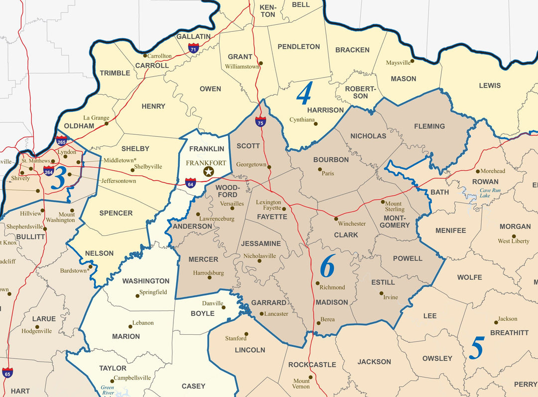 Kentucky Congressional District Wall Map