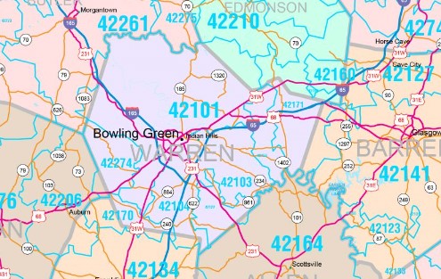 Color Cast Style Wall Map of Kentucky