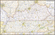 Kentucky and Tennessee Wall Map