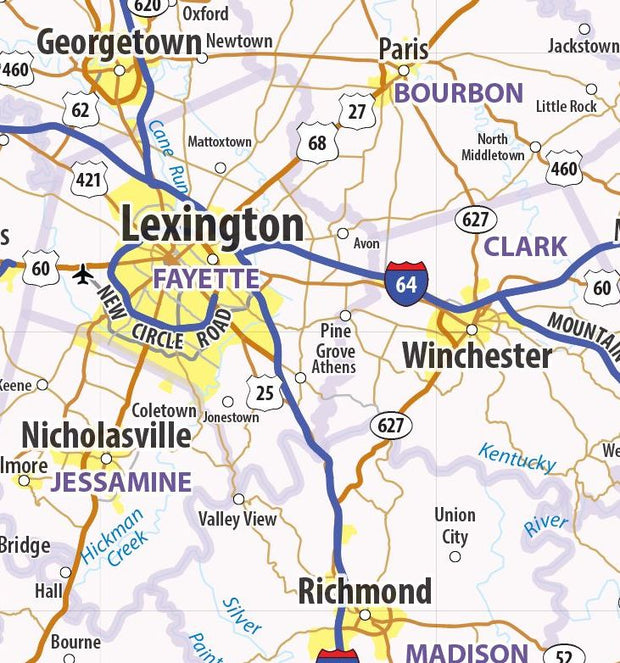 Kentucky and Tennessee Wall Map