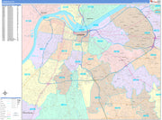 Colorcast Zip Code Style Wall Map of Louisville, KY. by Market Maps