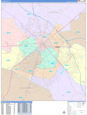 Colorcast Zip Code Style Wall Map of Lexington, KY. by Market Maps