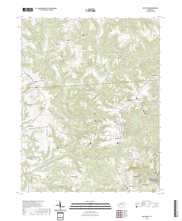US Topo 7.5-minute map for Bee Spring KY