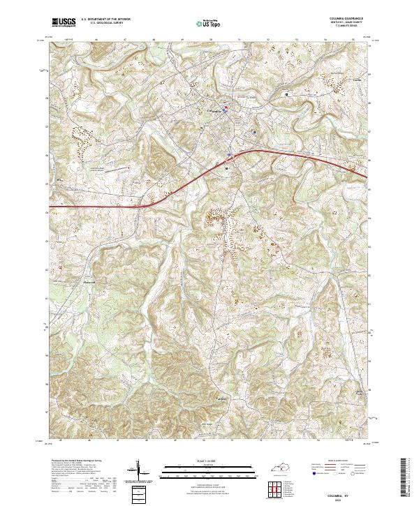 US Topo 7.5-minute map for Columbia KY