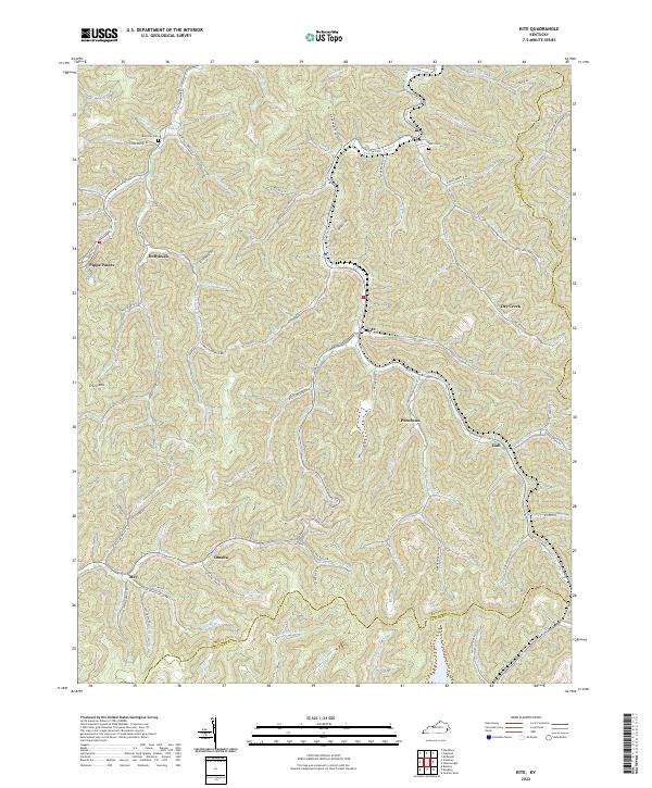 US Topo 7.5-minute map for Kite KY