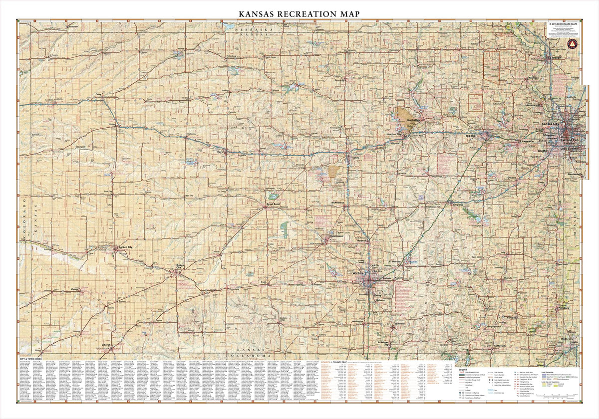 Kss Map Kansas Recreation Map by Benchmark Maps – American Map Store