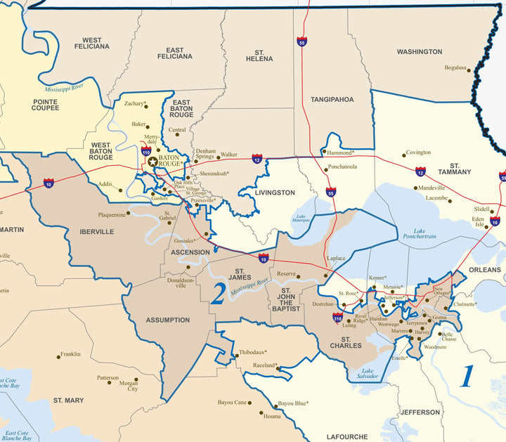 Louisiana Congressional District Wall Map