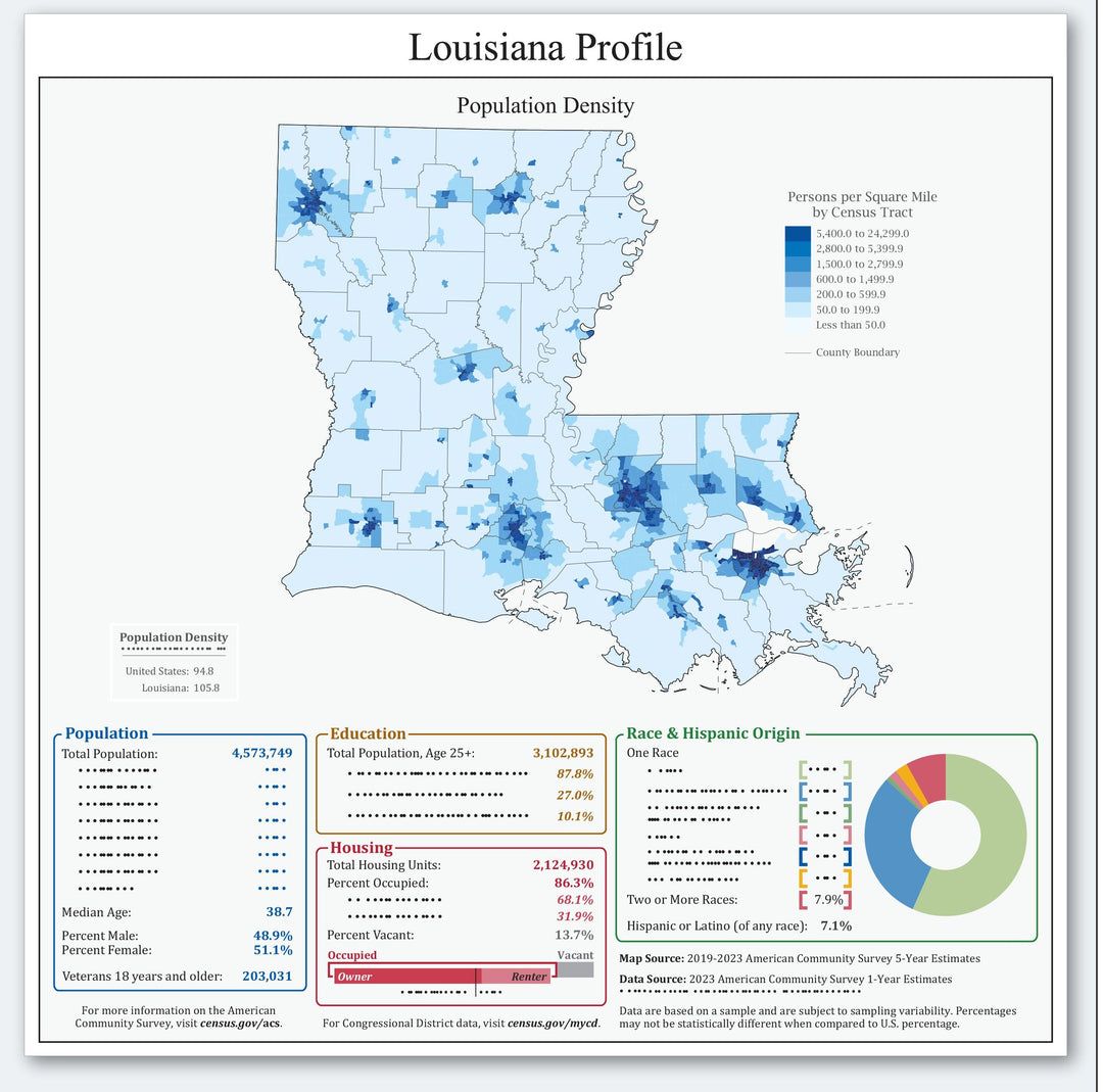 Louisiana Congressional District Wall Map