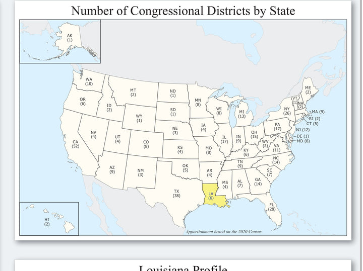 Louisiana Congressional District Wall Map