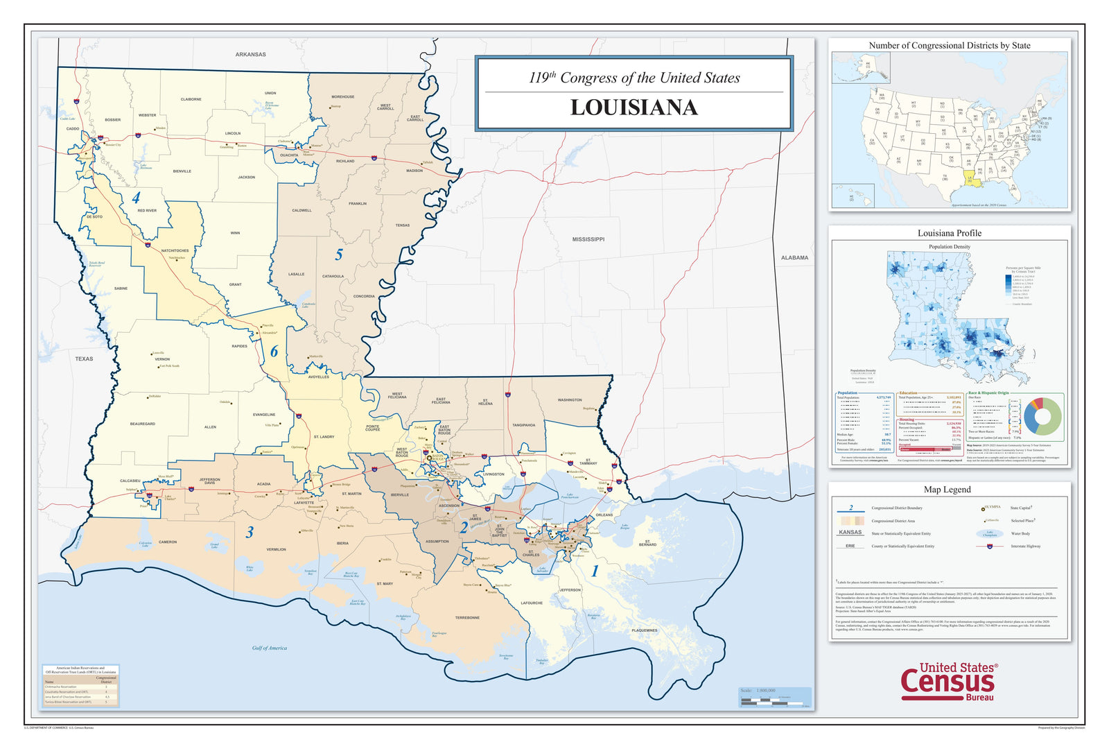 Louisiana Congressional District Wall Map