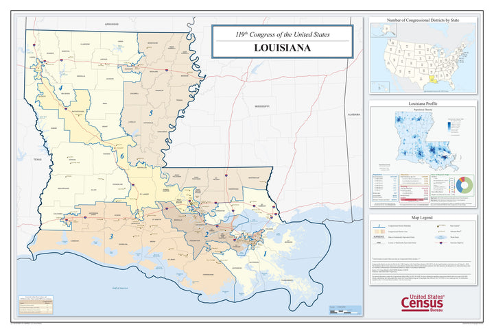 Louisiana Congressional District Wall Map