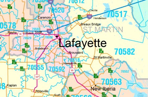 Color Cast Style Wall Map of Louisiana