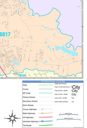Color Cast Zip Code Style Wall Map of Baton Rouge by Market Maps