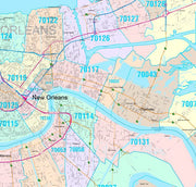 Colorcast Zip Code Style Wall Map of New Orleans by Market Maps