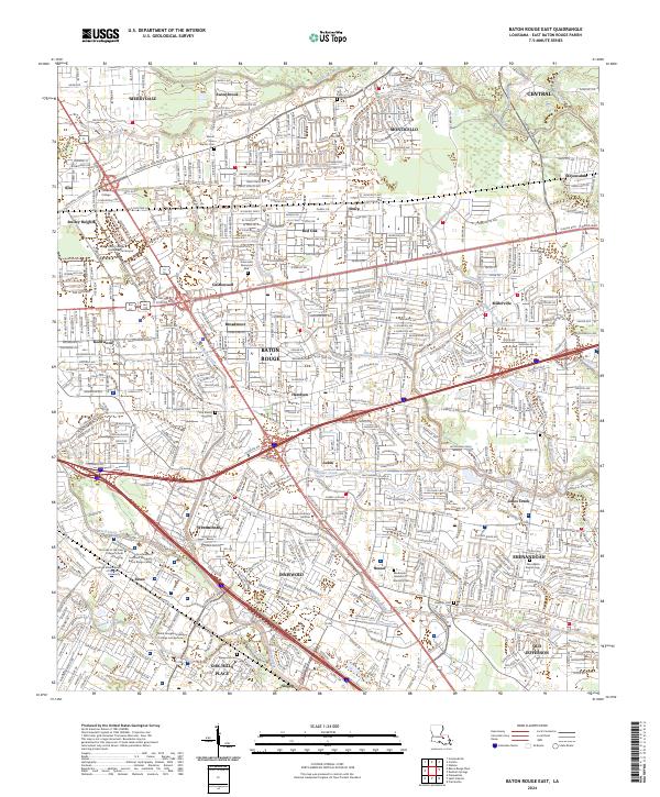 US Topo 7.5-minute map for Baton Rouge East LA