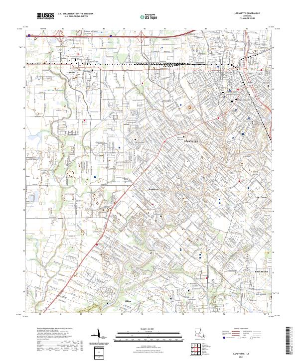 US Topo 7.5-minute map for Lafayette LA