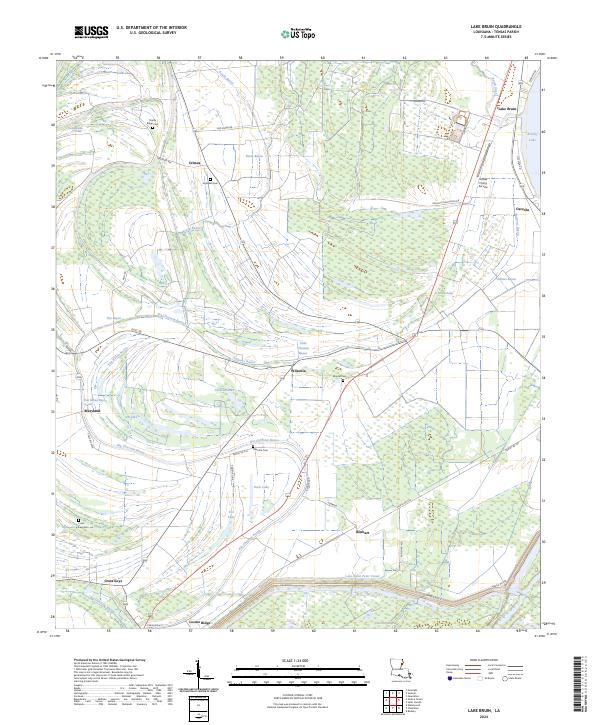 US Topo 7.5-minute map for Lake Bruin LA