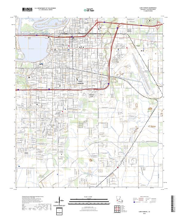 US Topo 7.5-minute map for Lake Charles LA