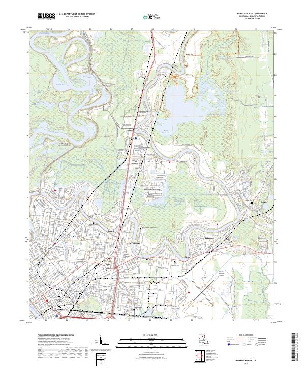 US Topo 7.5-minute map for Monroe North LA