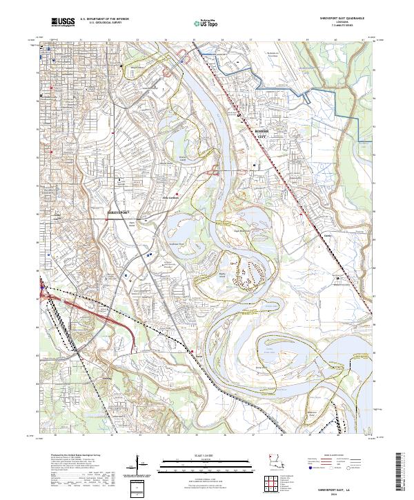 US Topo 7.5-minute map for Shreveport East LA