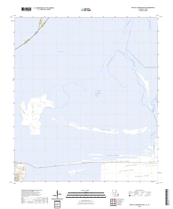 US Topo 7.5-minute map for West of Johnson Bayou LATX