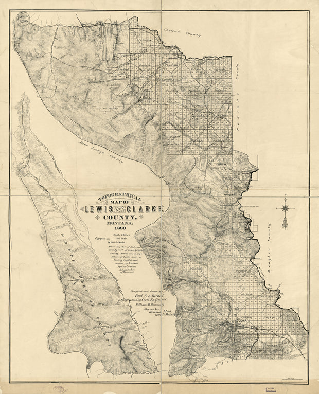 Topographical Map of Lewis and Clarke County, Montana, 1890