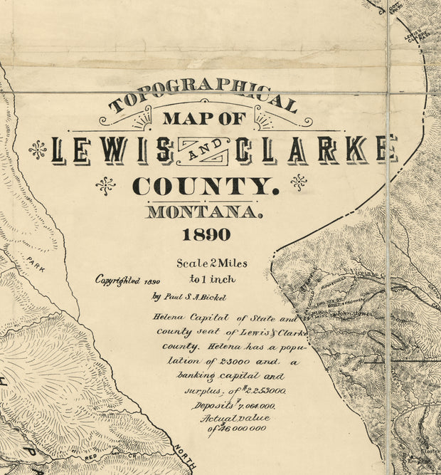 Topographical Map of Lewis and Clarke County, Montana, 1890