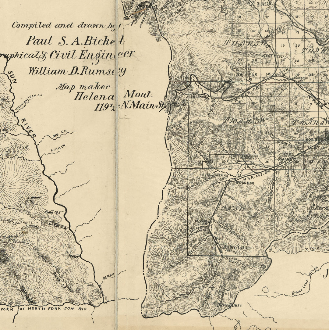 Topographical Map of Lewis and Clarke County, Montana, 1890