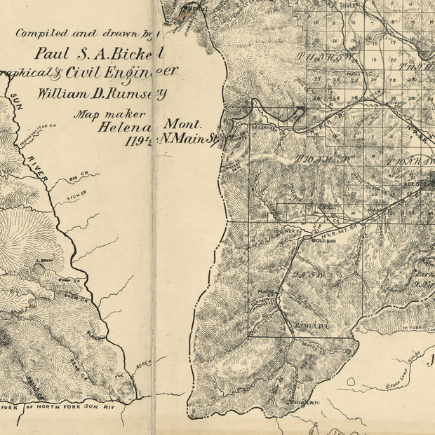 Topographical Map of Lewis and Clarke County, Montana, 1890