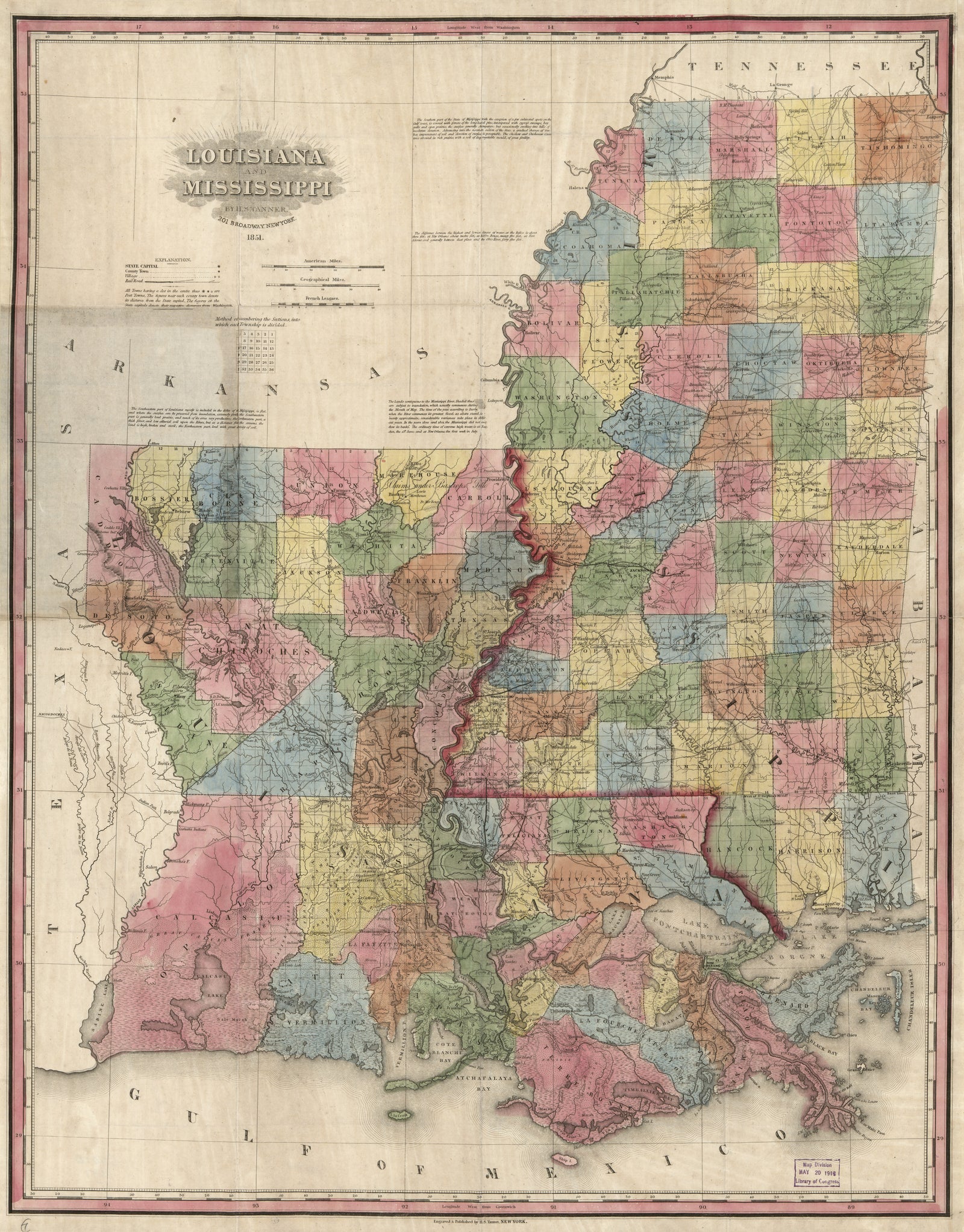 Louisiana and Mississippi, 1851