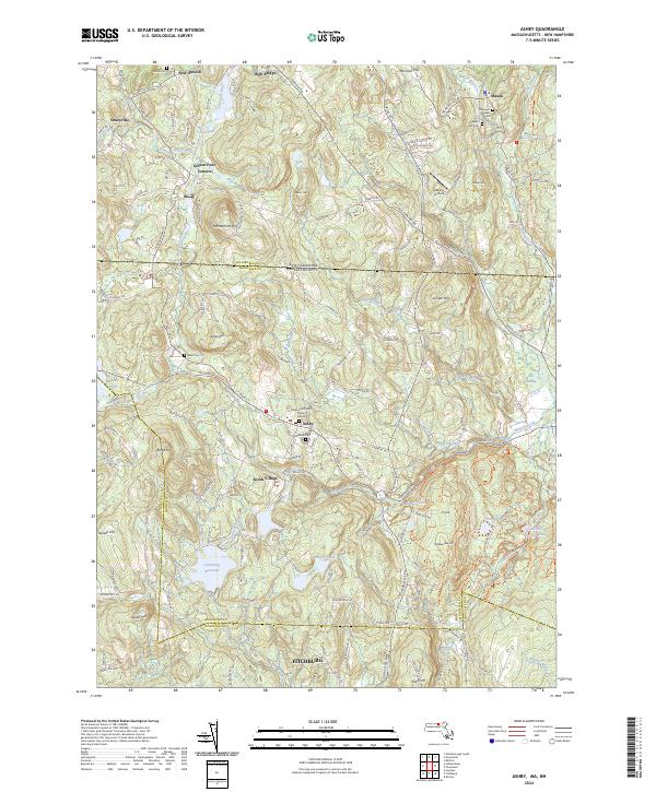 US Topo 7.5-minute map for Ashby MANH – American Map Store