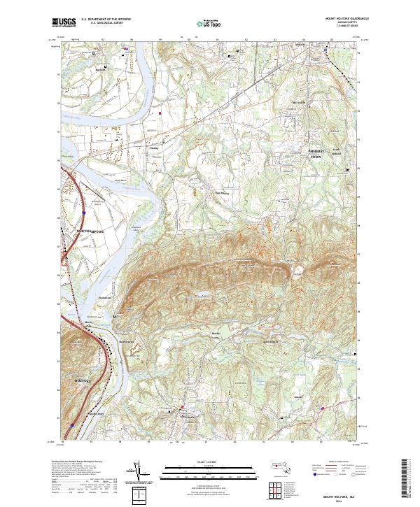 US Topo 7.5-minute map for Mount Holyoke MA