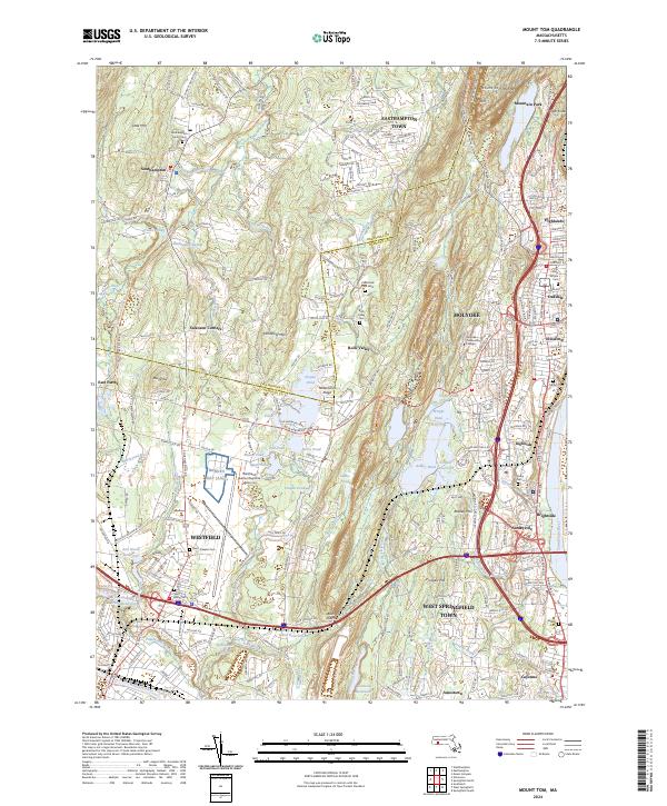 Mount Tom Map US Topo 7.5-minute map for Mount Tom MA – American Map Store