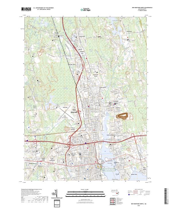 US Topo 7.5-minute map for New Bedford North MA