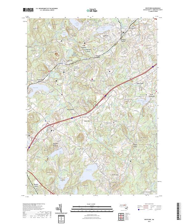 US Topo 7.5-minute map for Westford MA – American Map Store