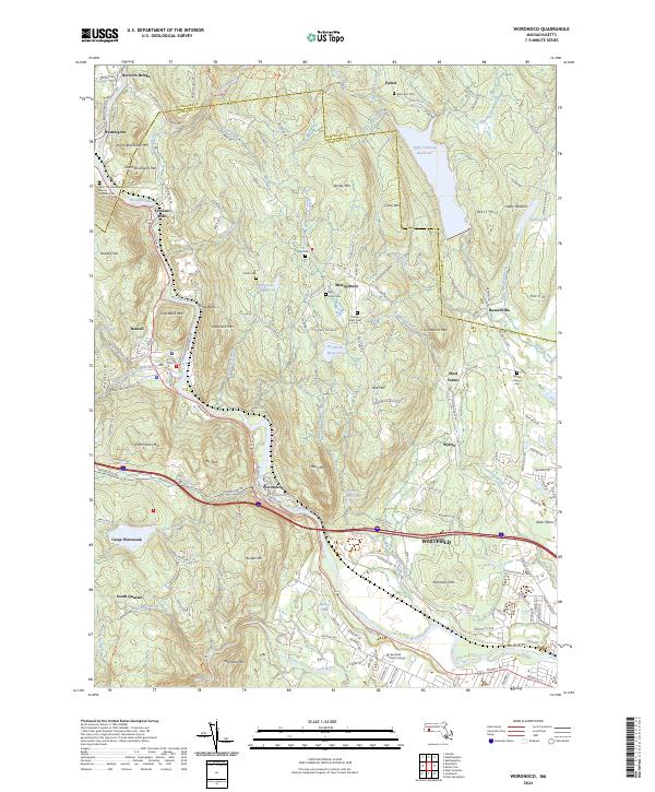 US Topo 7.5-minute map for Woronoco MA – American Map Store