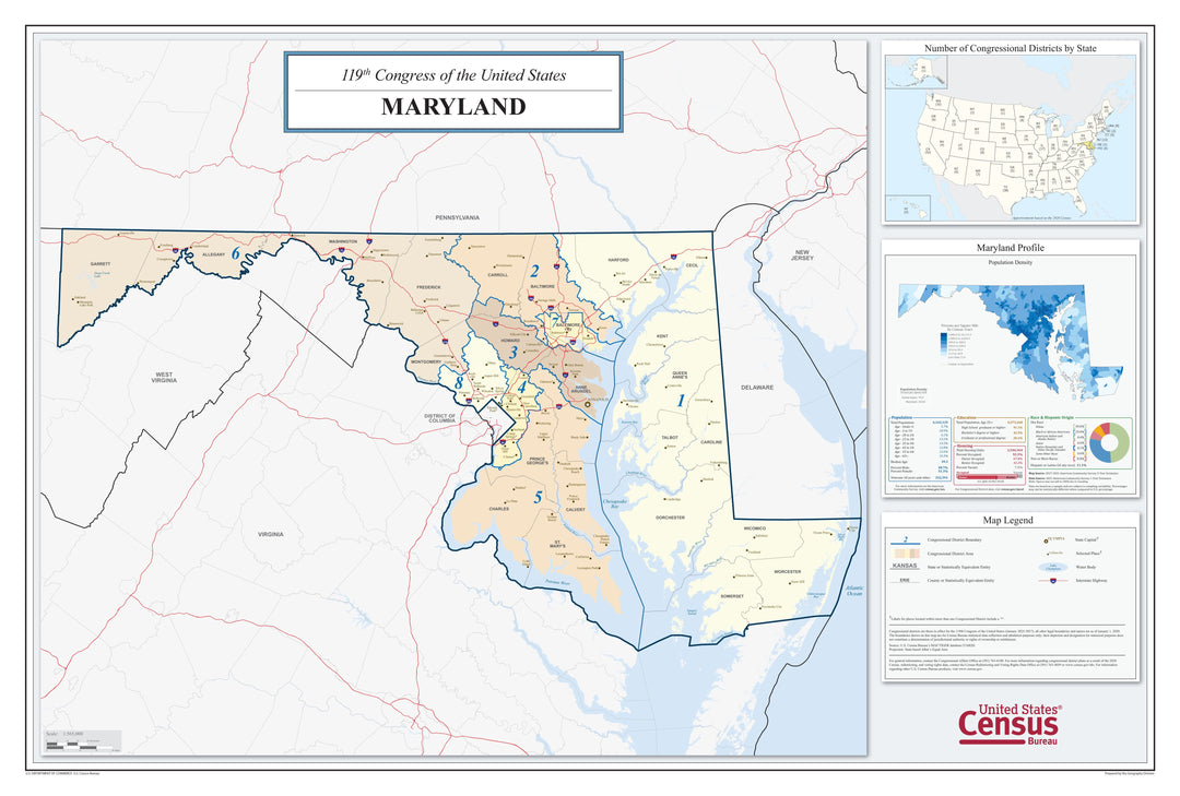 Maryland Congressional District Wall Map