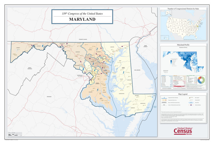 Maryland Congressional District Wall Map