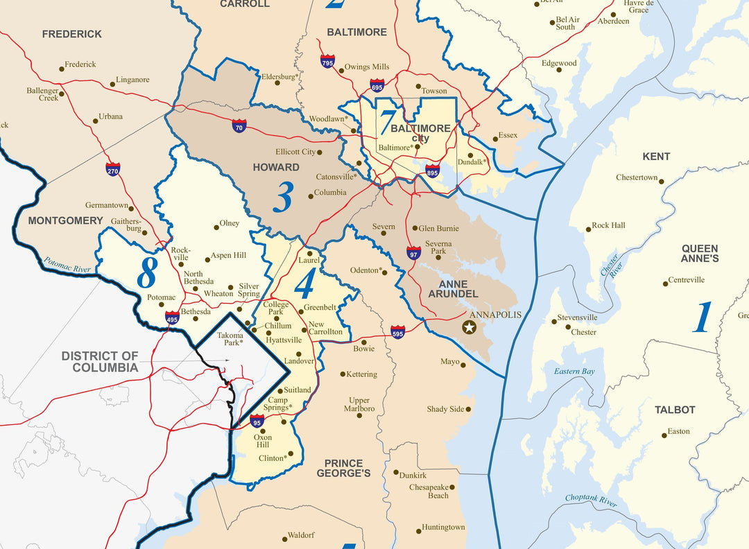 Maryland Congressional District Wall Map