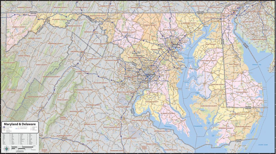 Maryland &amp; Delaware State Map