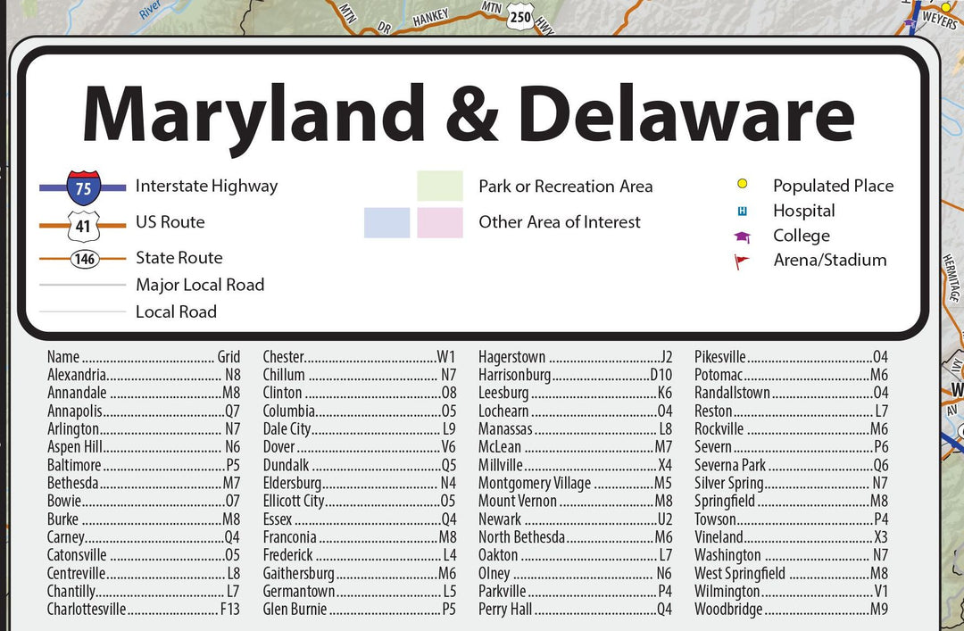 Maryland &amp; Delaware State Map